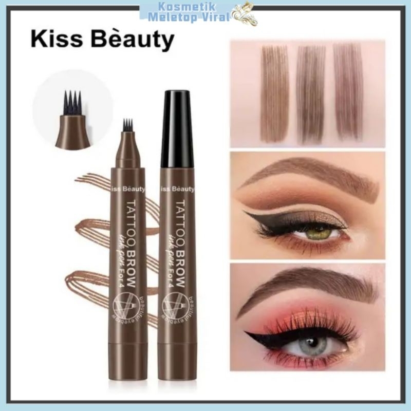 Kiss Beauty 4 Head Fork Shape Waterproof Tattoo BRow Ink Pen (1pcs