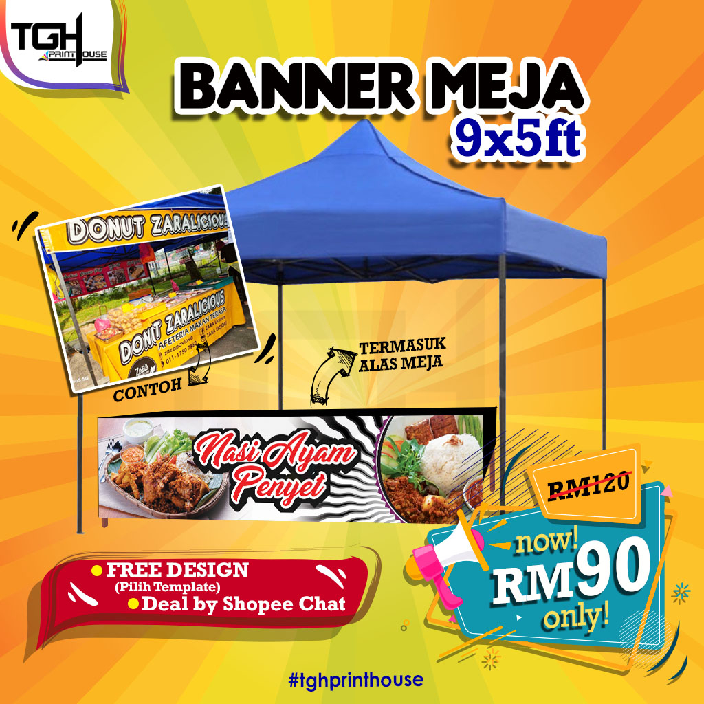 BANNER MEJA BAZAR NIAGA 9x5FT sambung alas meja | Shopee Malaysia