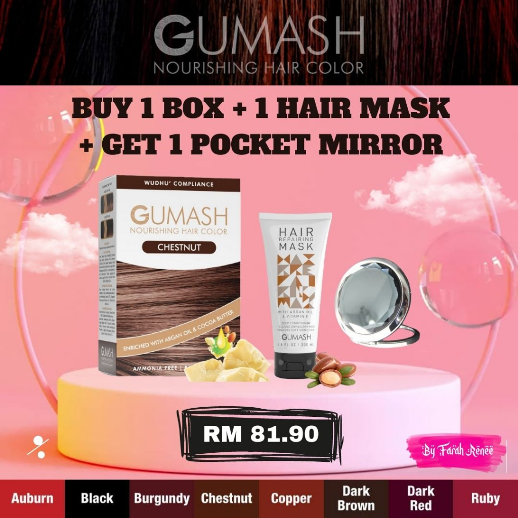 Terlaris Pewarna Rambut Uban Gumash Patuh Syariah Sah Solat Halal Hair Colouring Henna Hair Colour Mask Serum Bleach