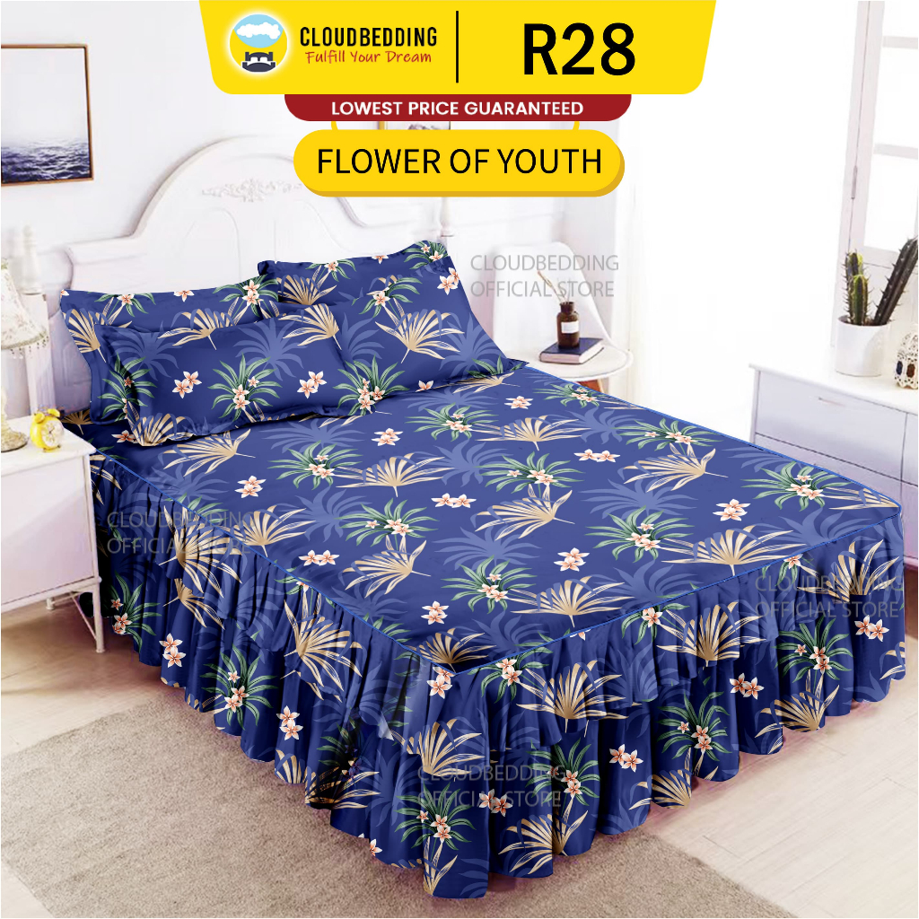 3IN1 Cadar Ropol Set Super Single/Queen /King Bedsheet 3IN1 Bed Skirt ...