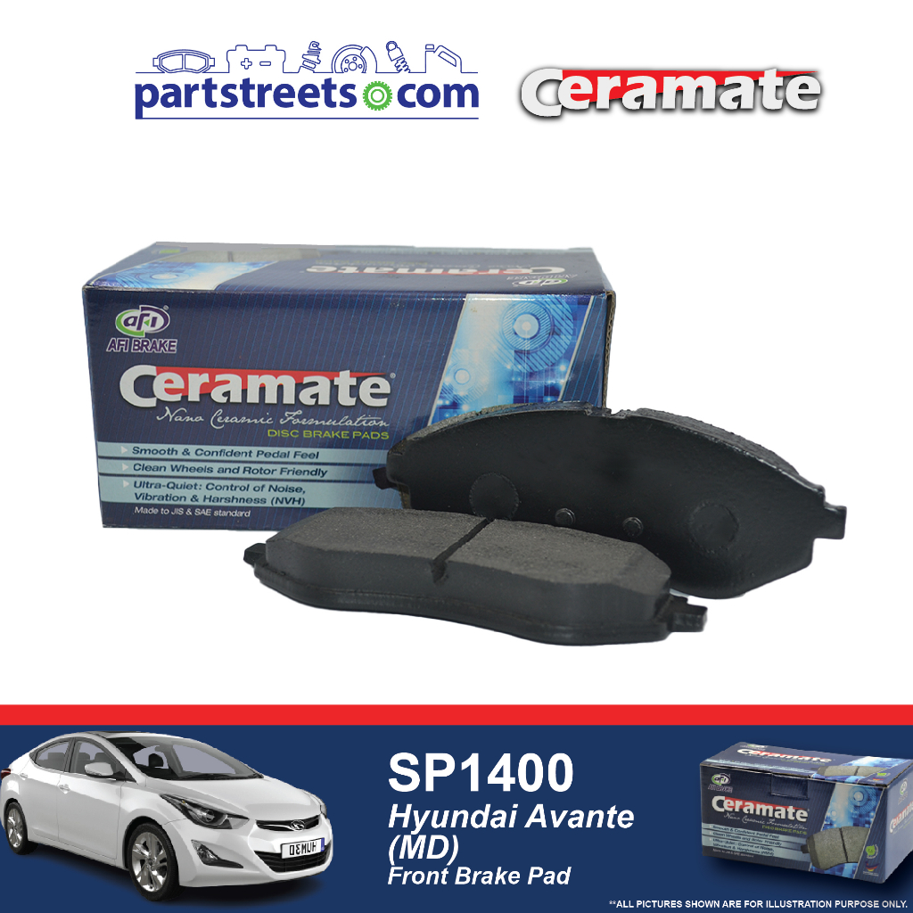 Ceramate Front Brake Pad - Hyundai Avante (MD) - SP1400 (1set) | Shopee ...