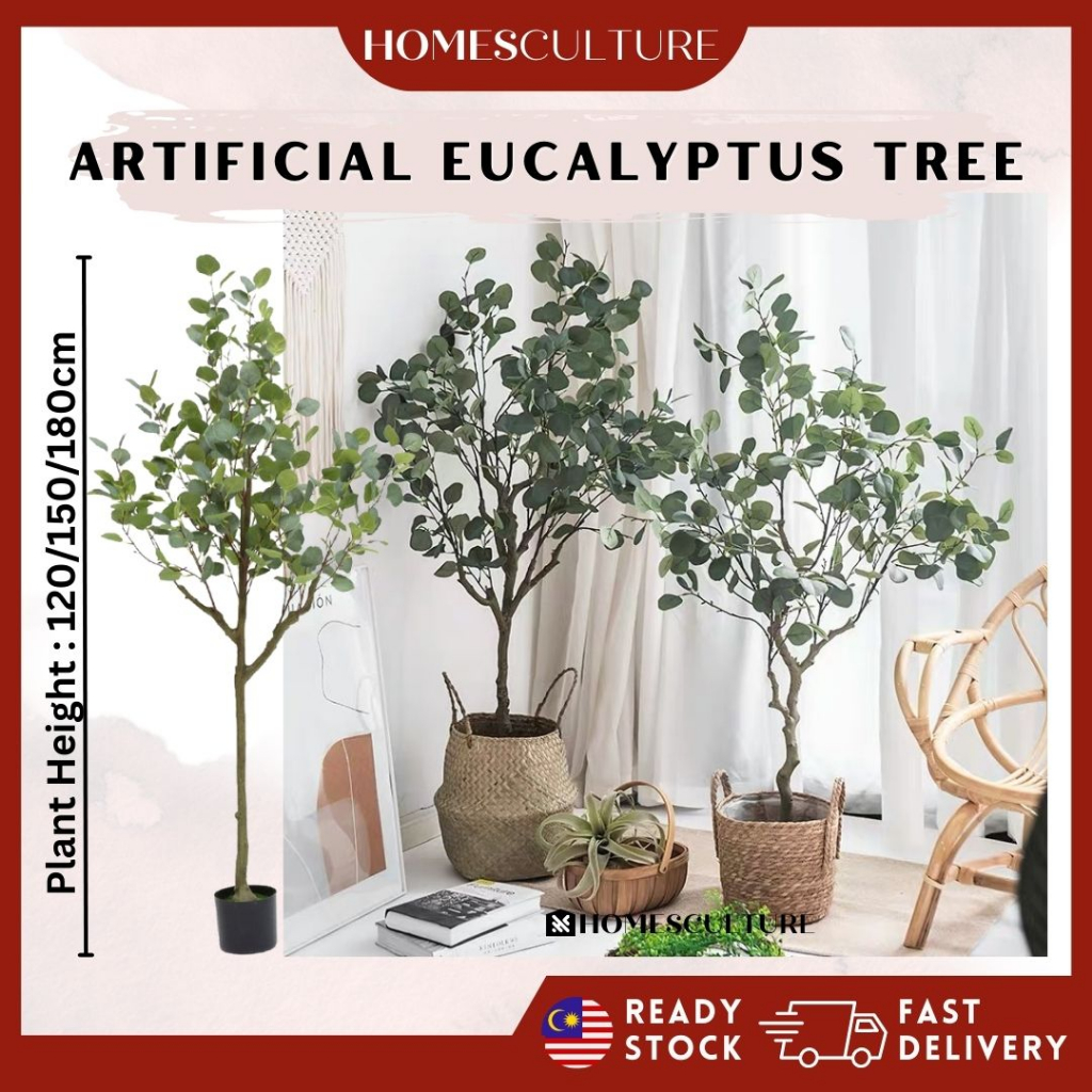 Artificial Eucalyptus Potted Plant Money Tree Indoor Outdoor Faux