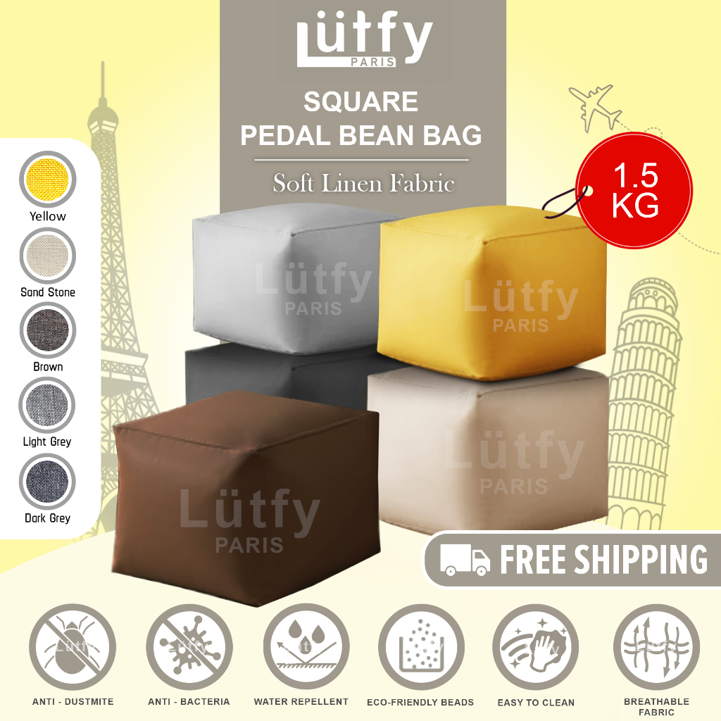 [Ready Stock] Square Bean Bag Stool with 1.5 kg(+/-) FILLING BEAN ...