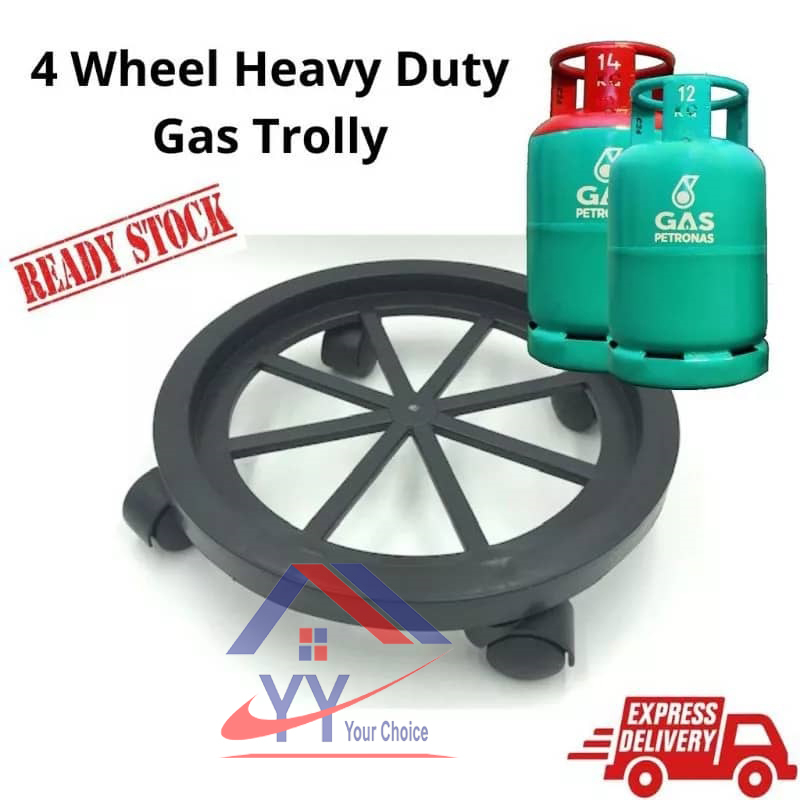 EXTRA THICK 4 Wheels Gas Tank Trolley Round Gas Stand Roller with 4 ...
