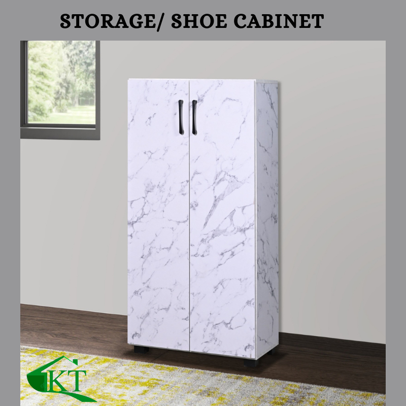 KT Furniture Marble 2 Door Wardrobe Cupboard Storage Almari