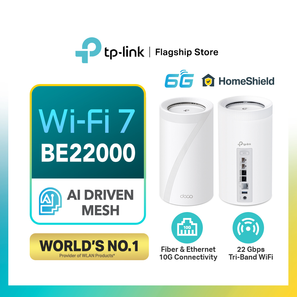 TPLink BE22000 WiFi 7 TriBand Whole Home AIDriven Mesh Wifi Router