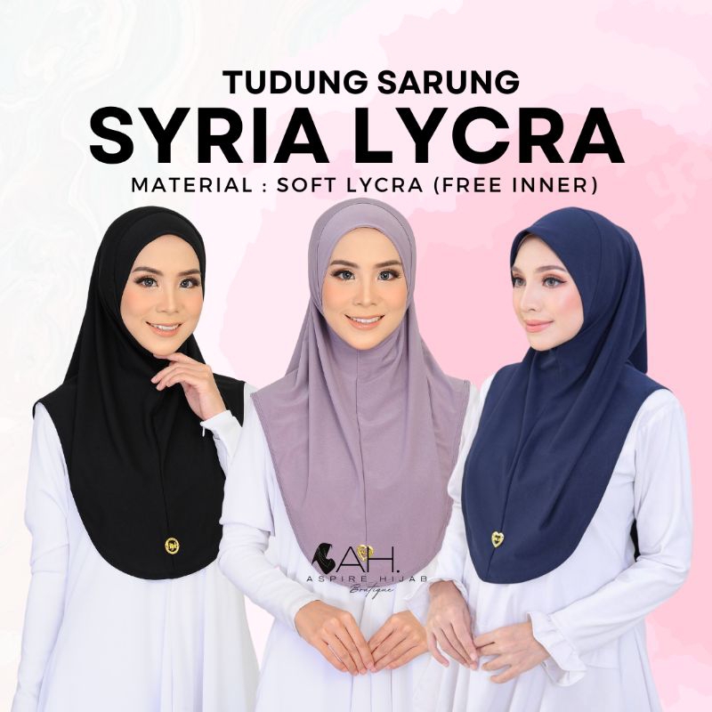 Syria Lycra | Tudung Instant | 1.0 | Size S, M + L | Sekali Free Inner ...