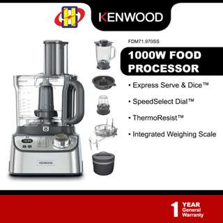 Kenwood Food Processor 3L Bowl, 1.5L Thermo-Resist Glass Blender, 1000