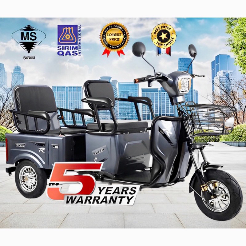 High Power Ebike Tricycle 4 Seats Electric Scooter Bigger Seats and