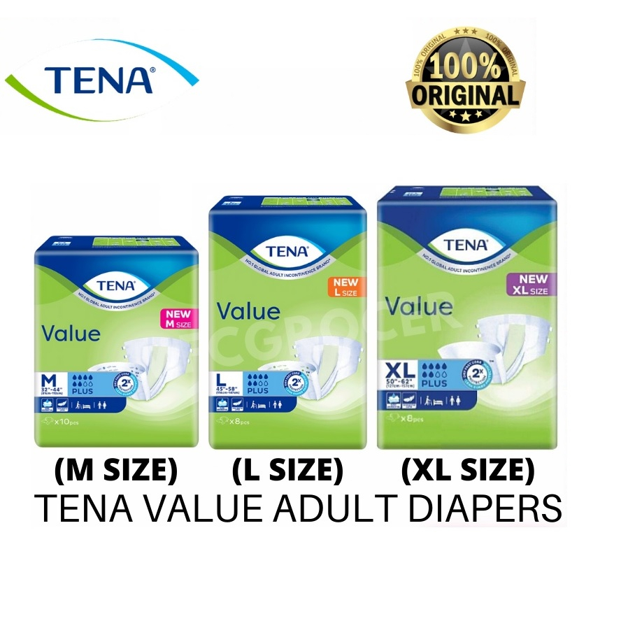 Tena Value Adult Diapers (1 Pack) - M12, L8, XL8