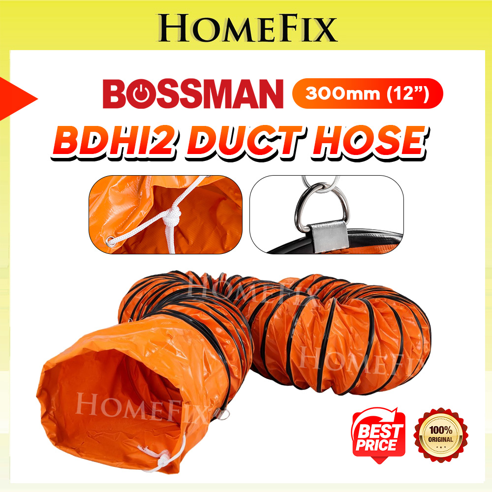 12"x 5 Meter Bossman Flexible Duct Hose for Industrial Ventilation Fan Air Ventilator Sky
