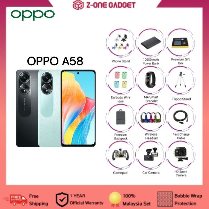 OPPO A58 | 6GB(+6GB) RAM 128GB ROM | Shopee Malaysia