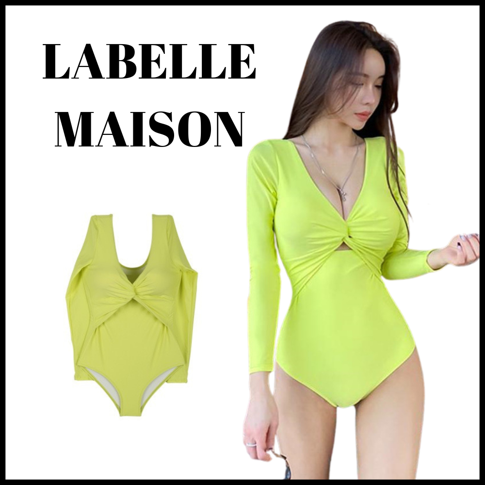 LABELLE MAISON READY STOCK NEON YELLOW NEON GREEN SWIMWEAR swimsuit baju renang lengan panjang long sleeves bikini Shopee Malaysia