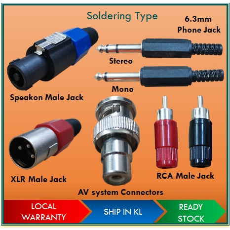 Audio Video Soldering Connectors XLR Male Speakon Male Phone Jack 