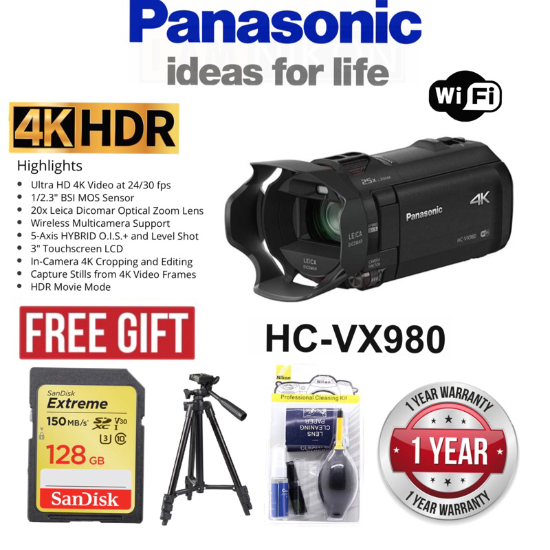 Panasonic HC-VX980 4K UHD WIFI CAMCORDER VIDEO CAMERA ORIGINAL (1 years ...
