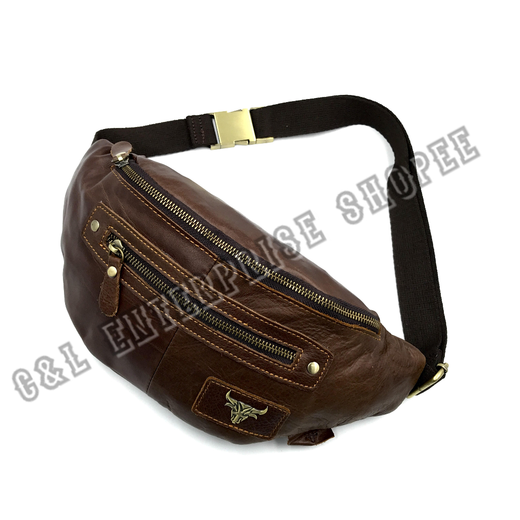 Rush Rider Genuine Cowhide First Layer Leather Pouch Bag Waist Bag ...