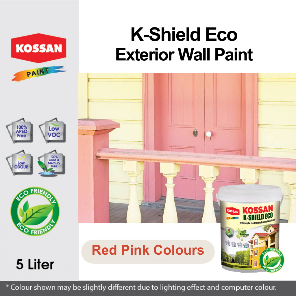 5L Kossan Exterior Wall Paint K-Shield Eco Pink Red Colour Series ...