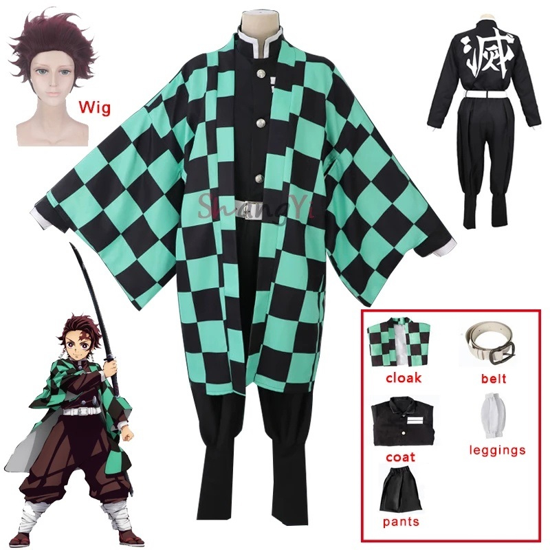 Adult Tanjirou Robes Kimetsu Cosplay Costume Kimono Cape Men Women Cardigan Top Jacket For Halloween