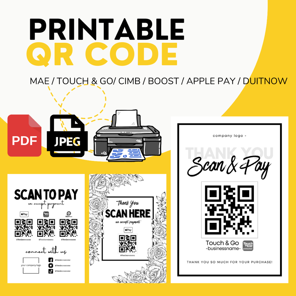 Scan to Pay Template, QR CODE Sign Touch & Go DuitNow QR Code DIGITAL ...