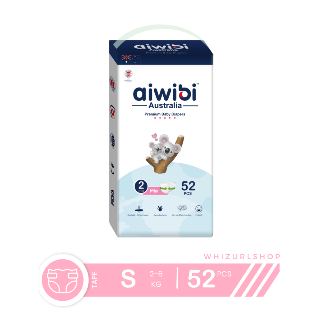 Aiwibi Premium Baby Diapers - Small (52pcs) (2-6kg) (Tape) | Shopee ...