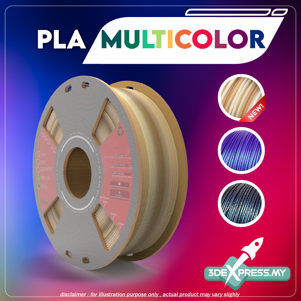PLA MULTI-COLOUR (CHAMELEON EFFECT) FILAMENT 1KG - Basic Series (Solid Color)