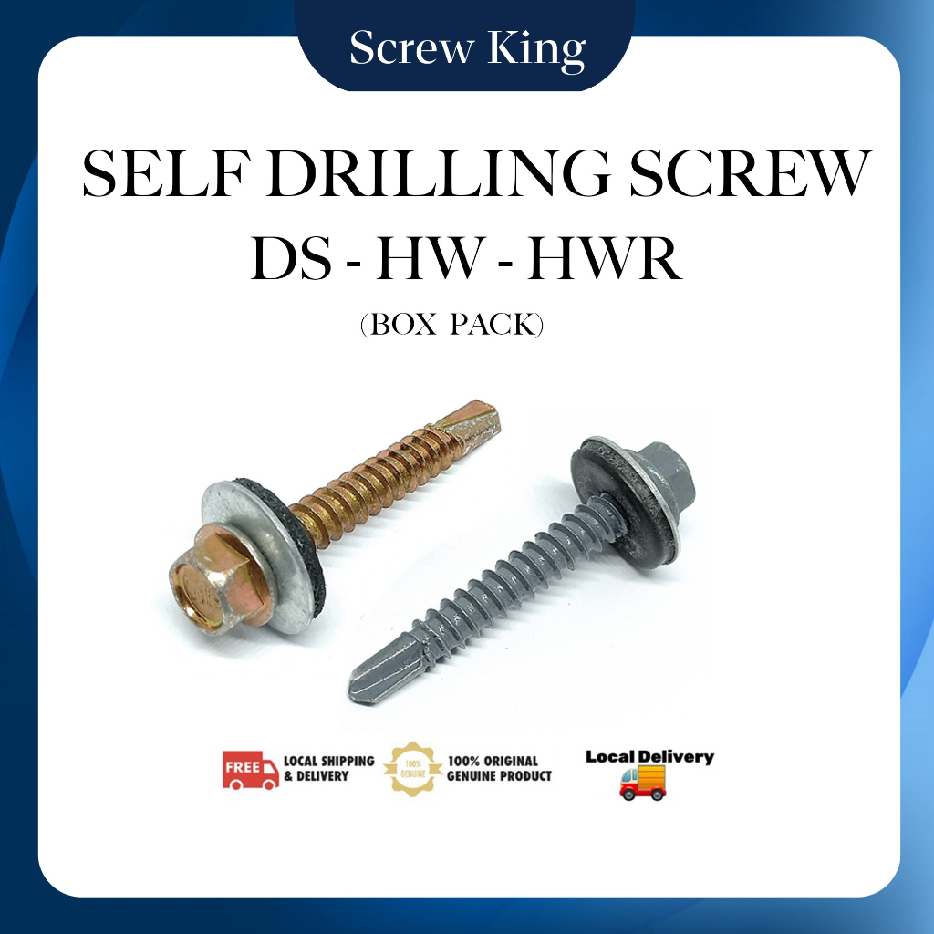 ScrewKing Self Drilling Screw Skru Besi DS-HW Hexagon Head With Bonded Washer Anti-rus RUSPERT ...