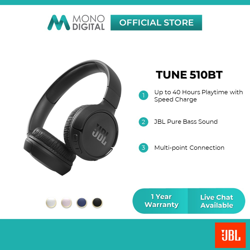 Genuine JBL TUNE 510BT On Ear Wireless Bluetooth Headphone Blue Black White  New