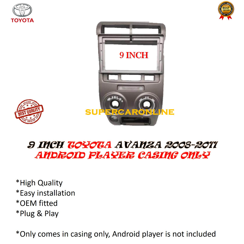 ANDROID PLAYER CASING 9 INCH FOR TOYOTA AVANZA 2008 - 2011 | Shopee ...