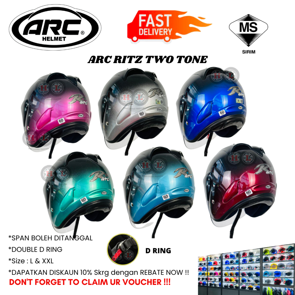 ARC RITZ TWO TONE HELMET ARC ORIGINAL ( HELMET ARC RITZ 2 TONE RAYA ...