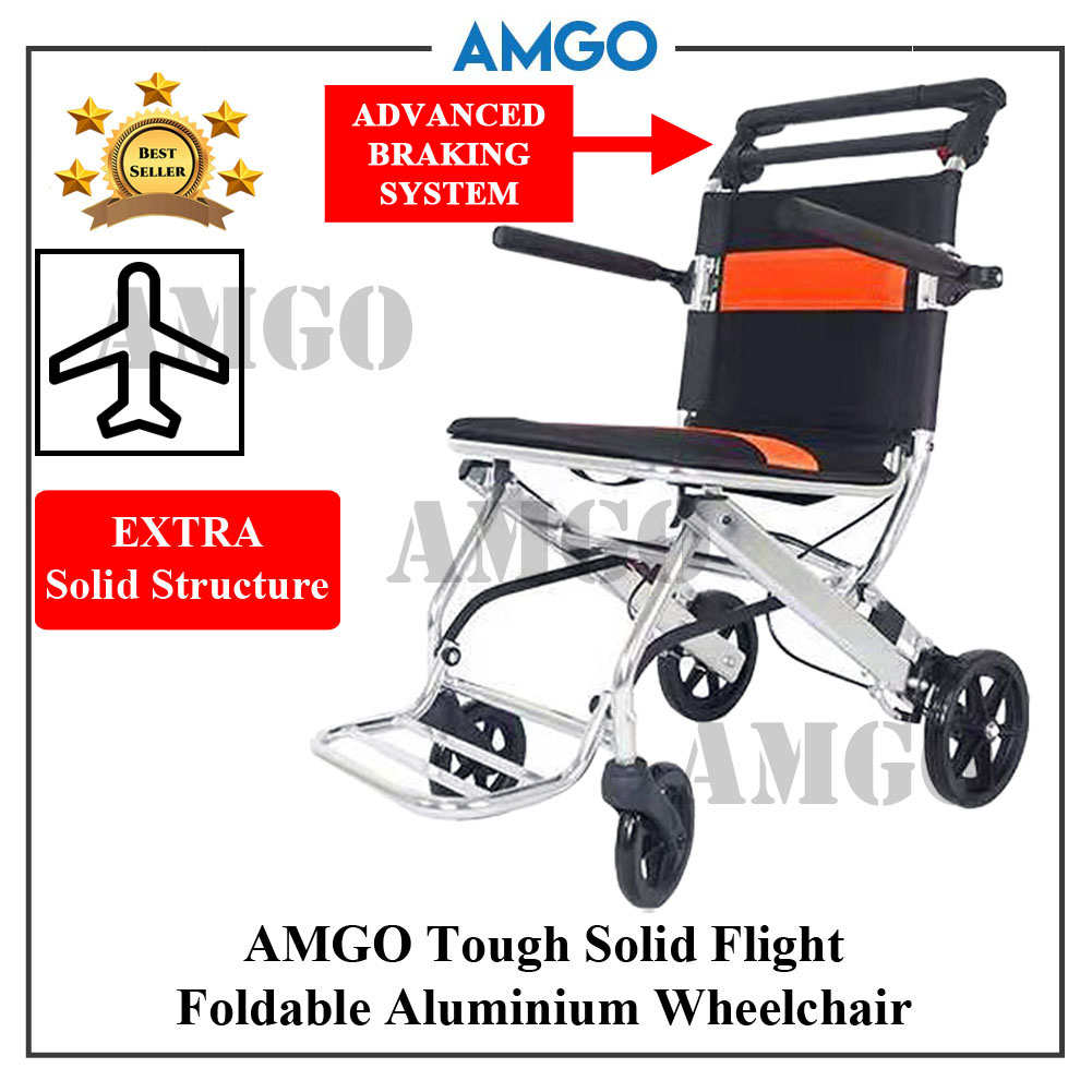 AMGO [EXTRA SOLID] Aluminium Lightweight Foldable Transit Wheelchair