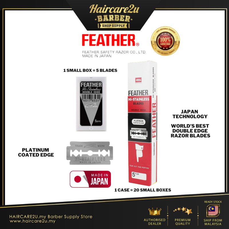 Japan Feather Hi-Stainless Platinum Coated Double Edge Blades (1 small ...