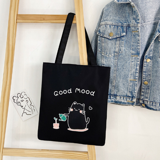 Student Tote Bag With Zip Canvas Beg Tuisyen Galas Tepi Sekolah Cute ...