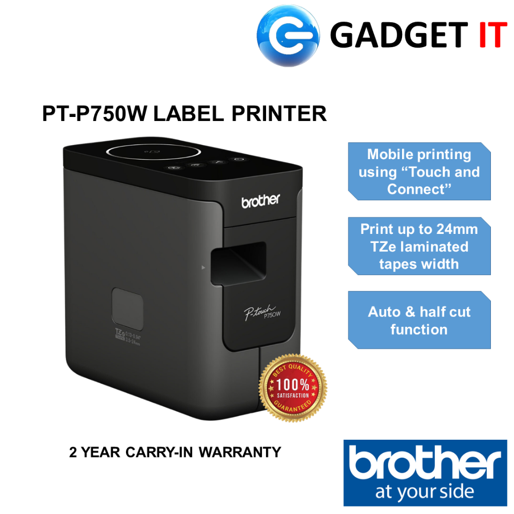 BROTHER PTOUCH PTP750W LABEL PRINTER COMPACT AND PORTABLE OFFICE WITH