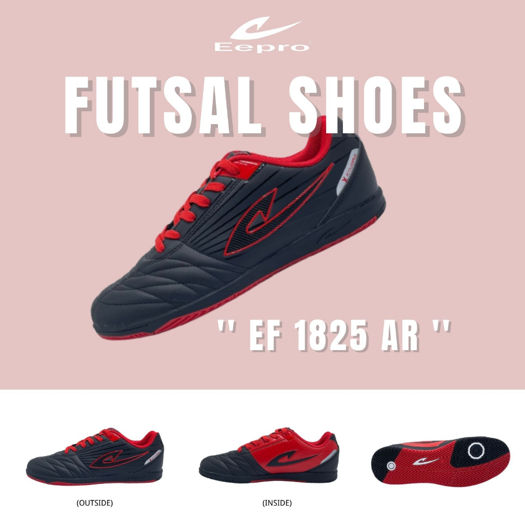 Eepro Men Indoor Futsal Shoes | Kasut Futsal Indoor Black Red EF1825AR ...