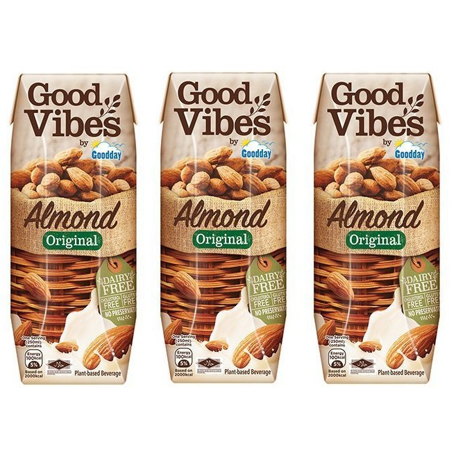 Goodday Good Vibes Almond Original Dairy Free Milk 3 x 250ml Shopee