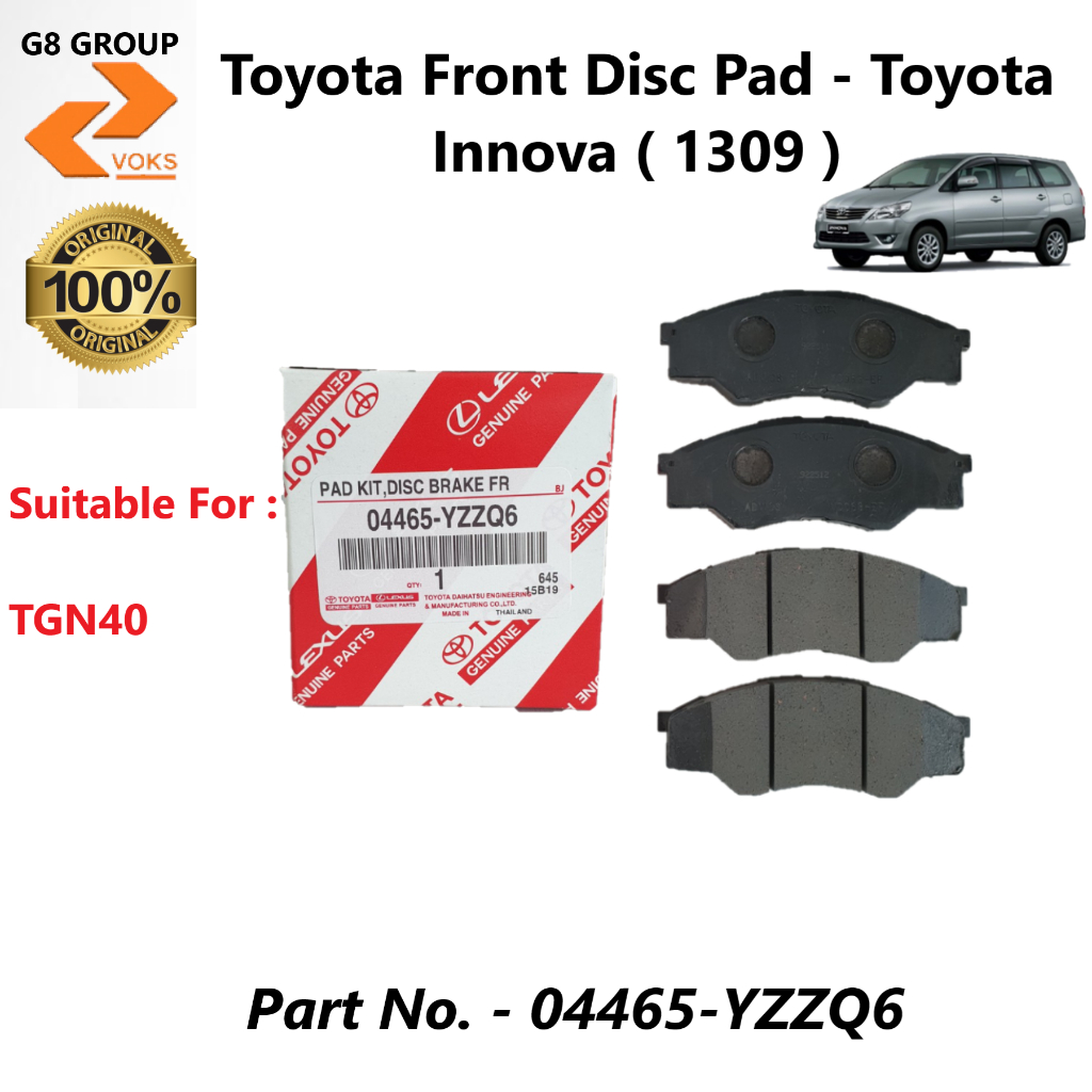 Toyota Front Disc Pad Toyota Innova ( 1309 ) ( 04465YZZQ6 ) Shopee