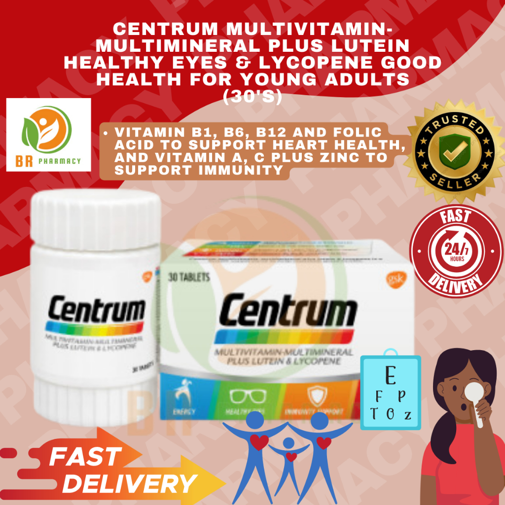 Centrum MultivitaminMultimineral Plus Lutein & Lycopene 30s Shopee