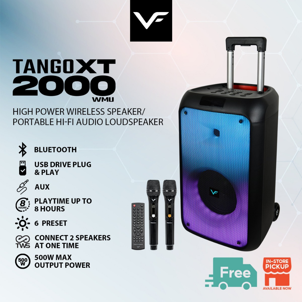 VF Tango XT2000 WMU Bluetooth Portable HIFI Audio Loud Speaker Karaoke