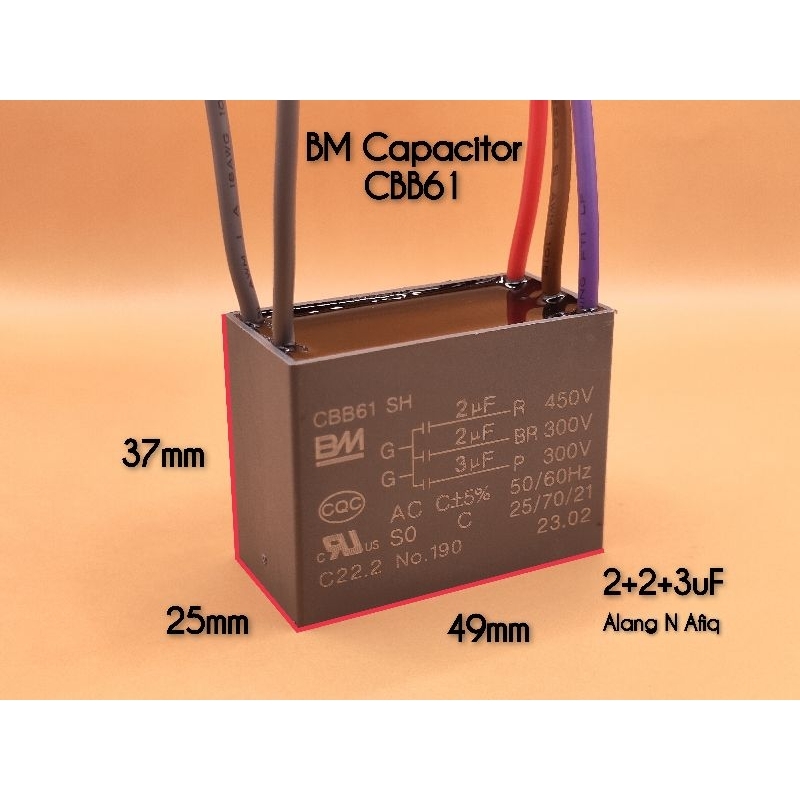 High Quality Original BM 2+2+3uF 5 Wire Ceiling Fan Capacitor