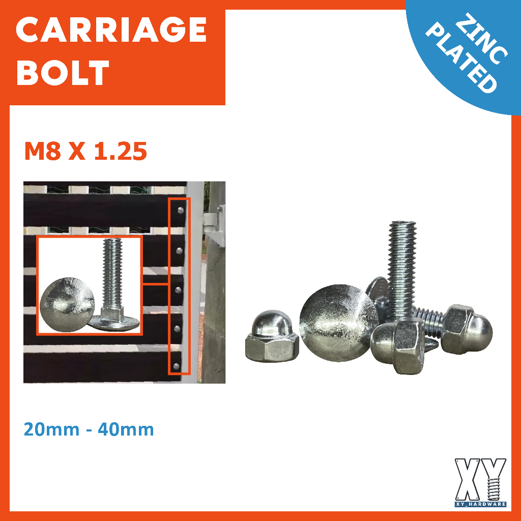 M8 GI ALUMINIUM GATE SCREW AND CAP NUT/CARRIAGE BOLT/SKRU PAGAR GATE