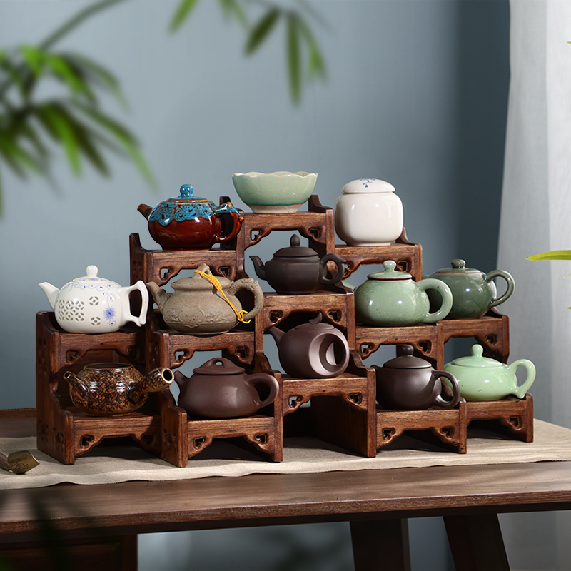 Solid Wood Desktop Small Bogu Rack Teapot Teacup Display Rack Tea Set ...
