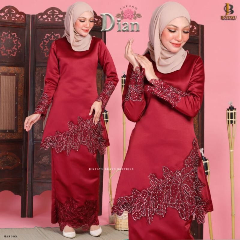 DIAN KURUNG PAHANG JBE BLACK, DUSTY GREEN,  MAROON, LAVENDER, Baby blue