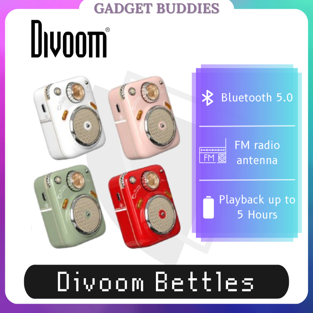 Divoom Beetles FM Radio Bluetooth Speaker Vintage Design Tiny Size ...
