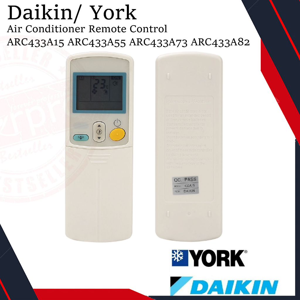 DAIKIN / YORK Air Conditioner Remote Control ARC433A15 ARC433A55