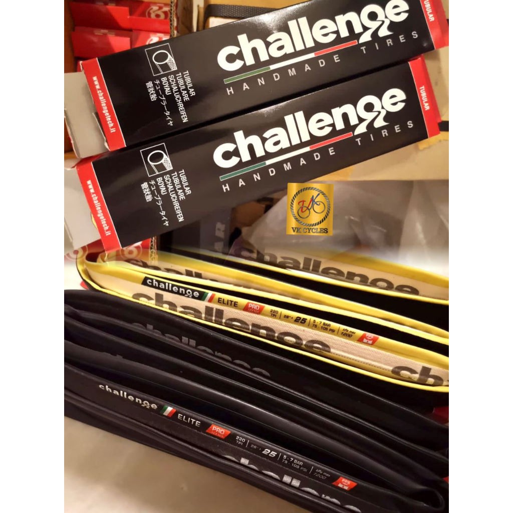 CHALLENGE ELITE PRO SERIES TIRE 700X25C TUBULAR BLACK & GUNWALL 1200