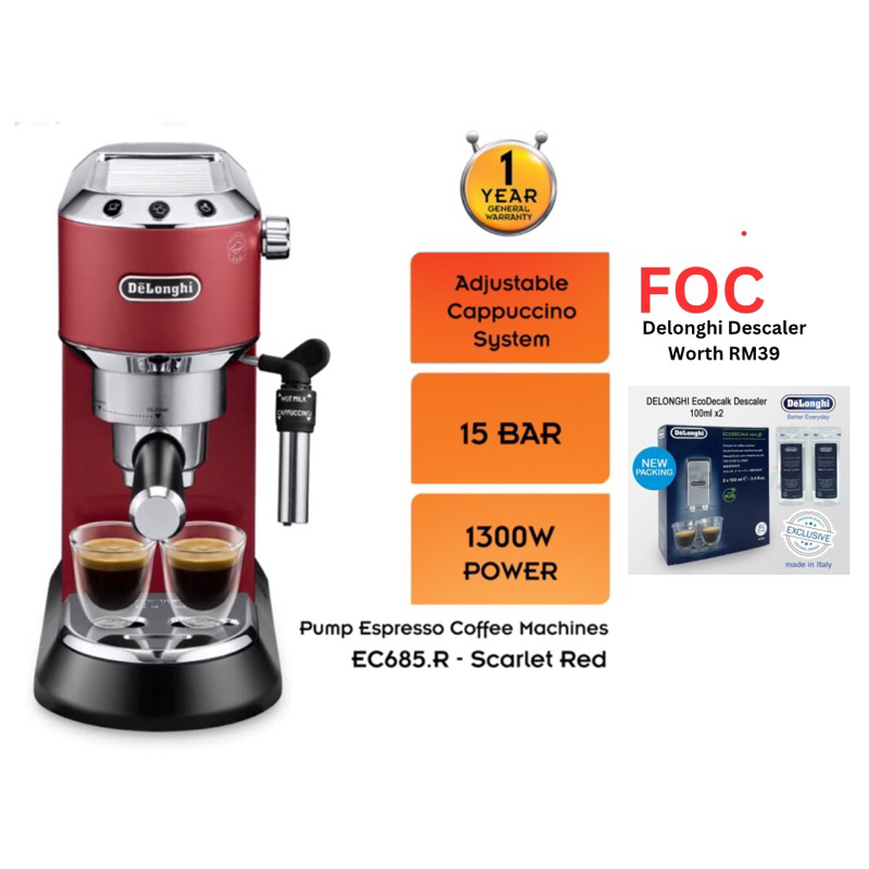 DeLonghi Dedica Style EC685R Pump CM (Red) EC685 | Shopee Malaysia