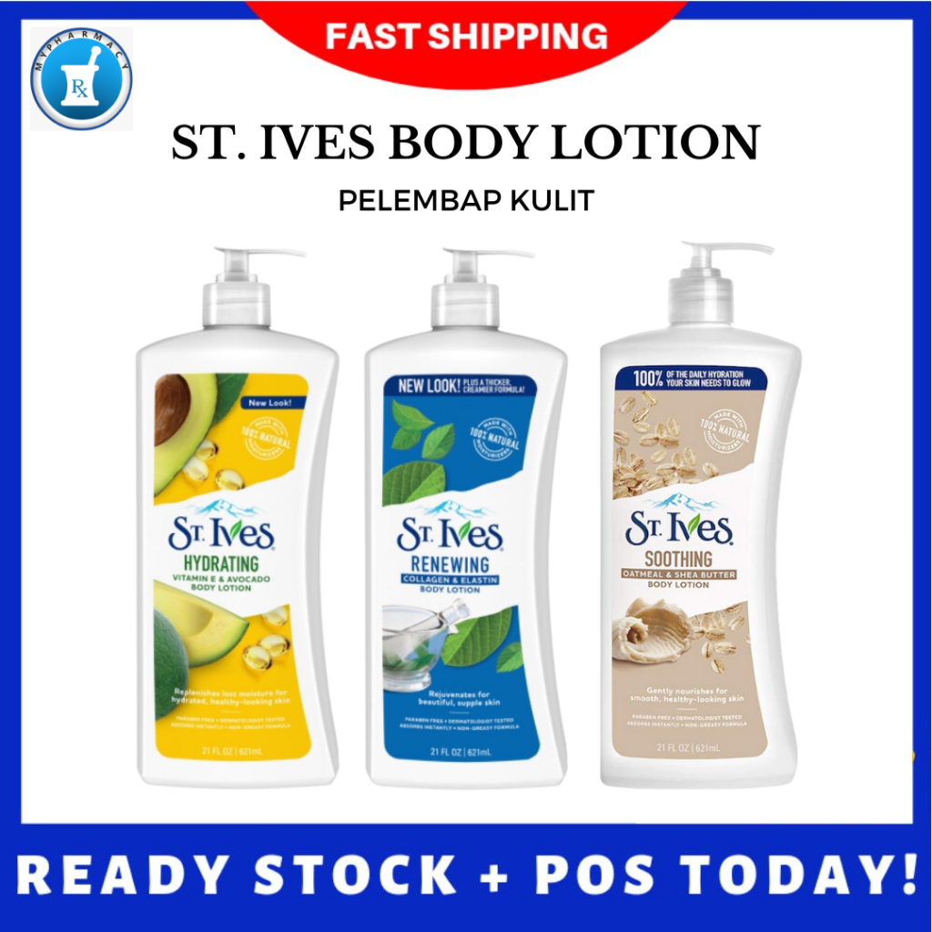 ST IVES BODY LOTION 400ML ( RENEWING/ SOOTHING/ HYDRATING) Shopee