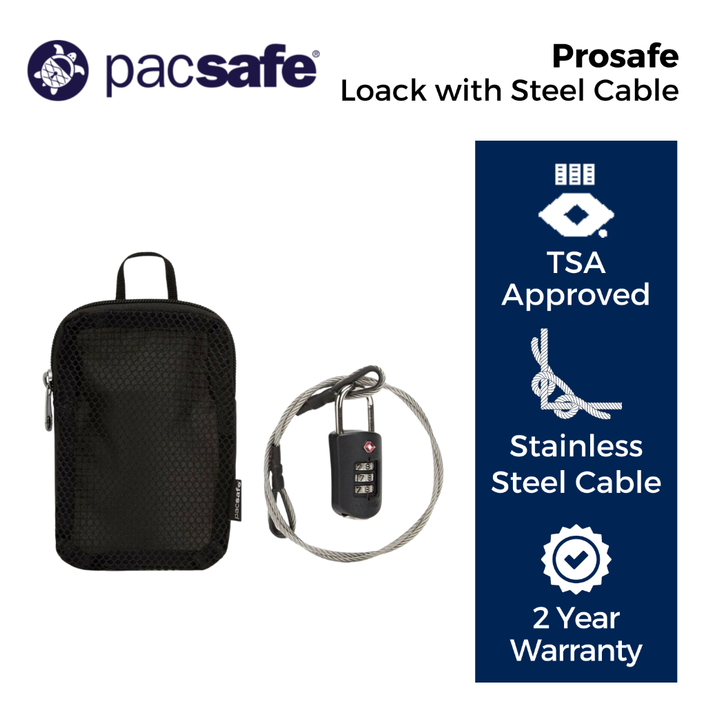 Pacsafe Prosafe 1000 Combination Lock With Steel Cable Shopee Malaysia