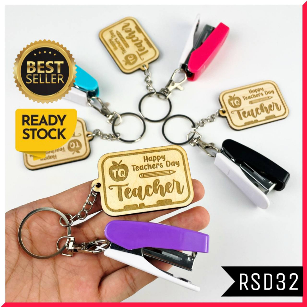 (RSD32) Mini Stapler + Keychain + Gift Box Happy Teachers Day Selamat Hari Guru Present Suprise