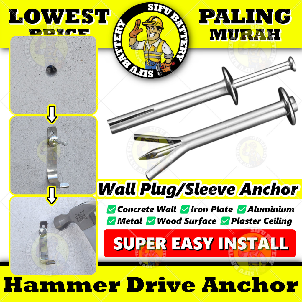 BOCSH Hammer Drive Anchor Sleeve Anchor Metal Wall Plug (6*40mm / 8